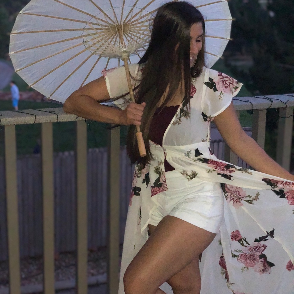 Low high floral dress cover